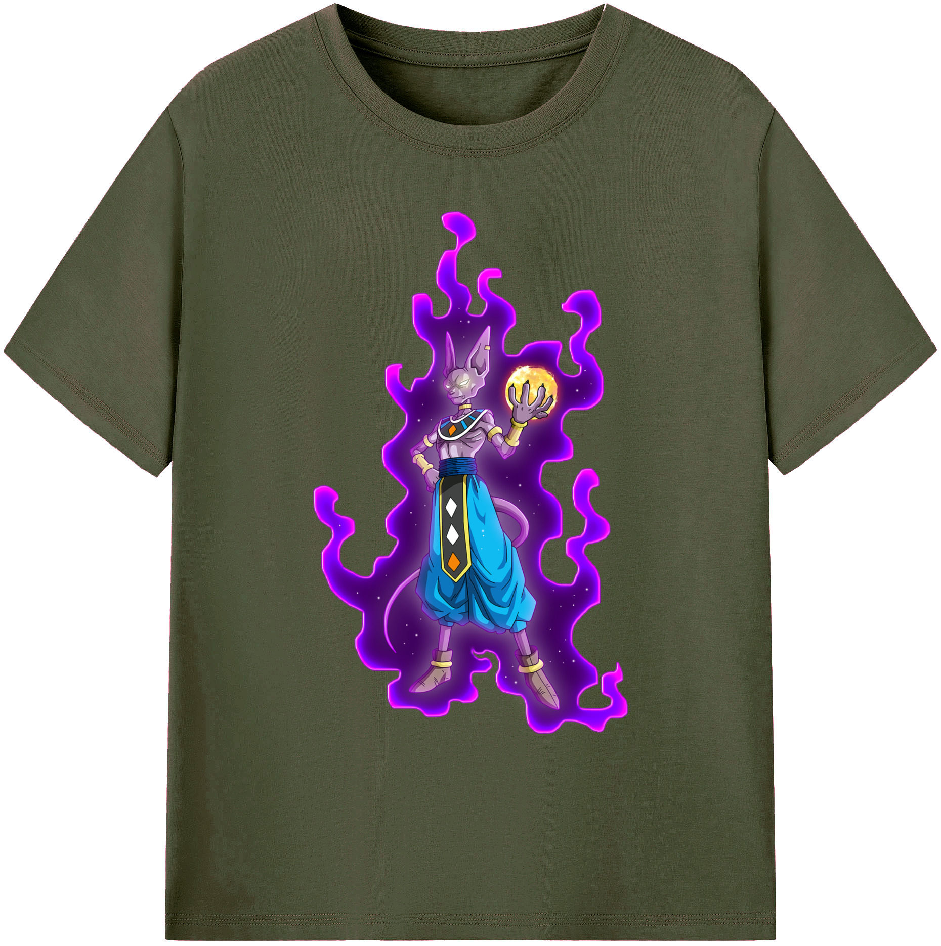 （画像用） ドラゴンボール ビルス 破壊神ビルス DRAGON BALL Beerus Birusu 綿100％ メンズ半袖Tシャツ｜肌触りやわらか＆通気性